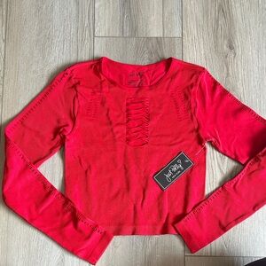 Polly & Esther Vibrant Red Long Sleeve Crop Top
